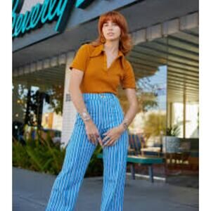 Big Bud Press Western Pants Made L.A. Striped Wide Straight Leg NOWT